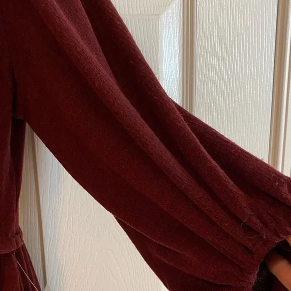 Max Studio Women's Burgundy V-Neck Sweater Dress - Picture 5 of 8